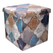 Puff cuadrado plegable ecopiel marruecos azul cm38x38h38