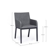 Silla de exterior con reposabrazos en tejido Antracita OWEN JX55 55x62x h82 cm