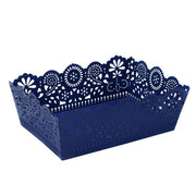 Bandeja de metal azul con varias decoraciones cm22x15h7