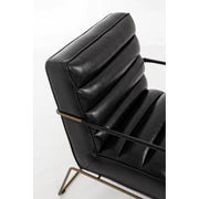 Sillón con estructura de acero pintado y asiento tapizado en símil piel negra 62,5x74x80-45-56h cm