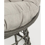 Sillón de exterior en fibra natural gris con cojín MOLLY diámetro 69x92x h78 cm