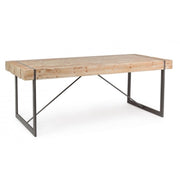 Mesa urbana industrial Garrett con tapa de madera