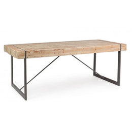 Mesa urbana industrial Garrett con tapa de madera