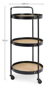 Carrito Jerrod vintage de 3 estantes