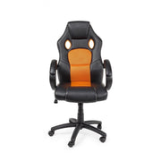 Sillón de oficina con pulseras racing negro-naranja en polipiel
