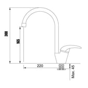 Grifo de cocina monomando granito isla 30x22x4,5 cm