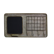 Pizarra rectangular de metal con estante y colgador de 4 plazas cm78x12h38,5