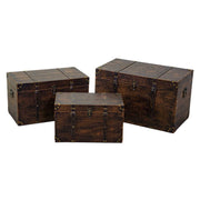 Baúl de madera ecopiel marrón rectangular 1-3 cm68x38h40