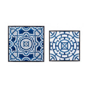 Conjunto de 2 mesas de centro NEAPOLIS en acero con tapa de mdf decorada con estampado 55h 47h cm