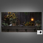 Percha de madera 4 plazas con led girasol cm60x30x1,8
