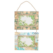 Marco de fotos de pared madera verde hojas múltiples 2p cm44x21x1,5