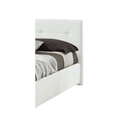 Cama doble con contenedor en ecopiel blanca 182x205xh.120 cm