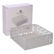 Servilletero de metal cuadrado blanco flechas cm16,5x16,5x5,5