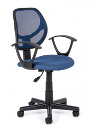 Silla de oficina azul con reposabrazos