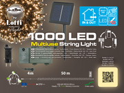 Cadena multiusos 1000 LED 50m con panel solar