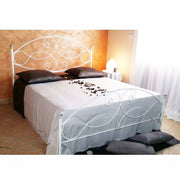 Cama doble de hierro forjado con reposapiés Blanco Plata NARCISO 170x202x h131.5 cm