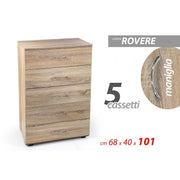 COMO COLOD CASTERS 5 Cajones de roble 68 x 40 x 101 H CM CM