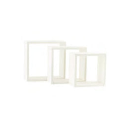 Juego de tres cubos de pared con un estante blanco con 35-31-27x15 cm