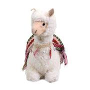 Llama blanca sentada con cascabeles cm37,5x17h37