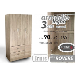 Armario de tres puertas con cajones 90 x 42 x 180 H CM CM