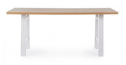 Mesa estilo natural madera blanca y acero 180x90