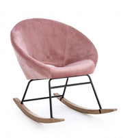 Sillón mecedora en terciopelo rosa antiguo ANNIKA 74x77x h74 cm