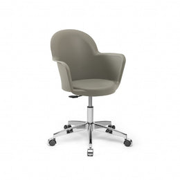 Sillón de oficina Gora gris cemento con base cromada