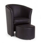 Sillón de polipiel con puf extraíble negro RITA 64,5x 59,5x h78 cm