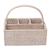 Cubiertos de ratán rectangular blanco Algarve cm26x20h11/22