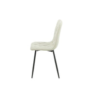 Silla Acolchada Beige con Costuras en Rombo 43x45x91 cm