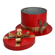 Sombrero redondo caja metal rojo cmø29h20,5