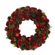 Corona roja con piñas ø30 cm