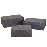 Baúl vintage en ecopiel gris 1-3 cm 50 x 80 xh 30,5