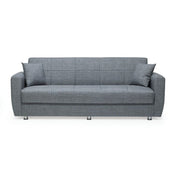 Sofá cama de tres plazas con contenedor ROTTERDAM en tejido gris 228x90x h89 cm