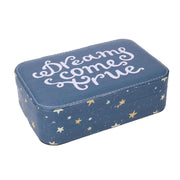 Joyero rectangular de piel sintética estrella azul cm22x14,5h6,5