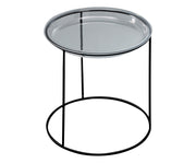 Mesa de centro con tapa de cristal templado y base negra 40x40 cms