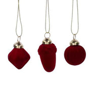 Pack esferas de cristal de 8 formas variadas terciopelo burdeos cm17x11h4,5