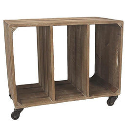 Consola móvil con ruedas y 3 compartimentos