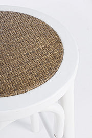 Taburete de bar blanco de estilo rústico madera natural Ø40a - 73h