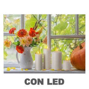 Cuadro led rectangular con flores blancas cm40x30x1,8
