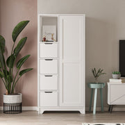 Mueble multiusos Yada midi blanco con 1 puerta, 4 cajones 164.5 cm alto x 77 cm ancho x 29.6 cm profundo