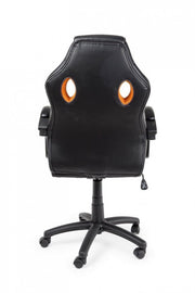 Sillón de oficina con pulseras racing negro-naranja en polipiel