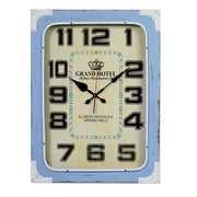 Reloj rectangular grand hotel de metal azul claro y madera cm45x7h60