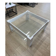Mesa de centro blanca con doble estante de cristal Homy