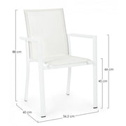 Silla Konnor aluminio blanco con reposabrazos
