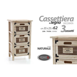 Muebles muebles para el hogar madera natural 3 cajones 34 x 25 x 62 h cm cm