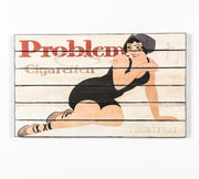 Estampa sobre madera con lienzo multicolor 60x100 cm