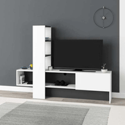 Mueble TV Troya blanco antracita con puerta abatible