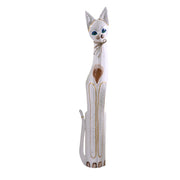 Gato de madera beige blanco cm17x6h100