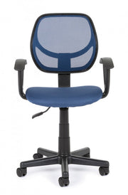 Silla de oficina azul con reposabrazos